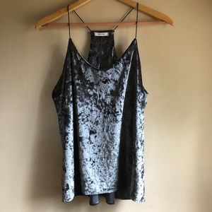 MOD REF Crushed Velvet Tank Top- Blue Size Medium